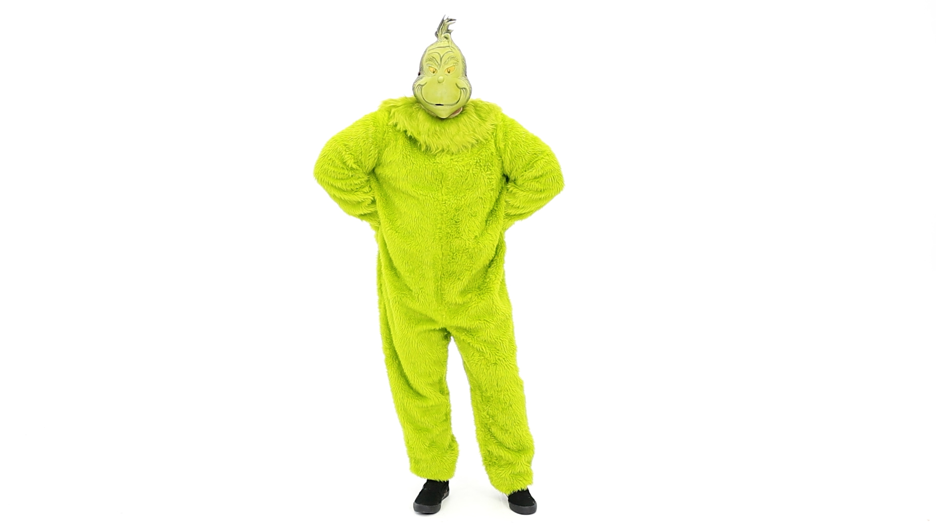 EL400663PL Plus Size The Grinch Adult Deluxe Jumpsuit with Latex Mask